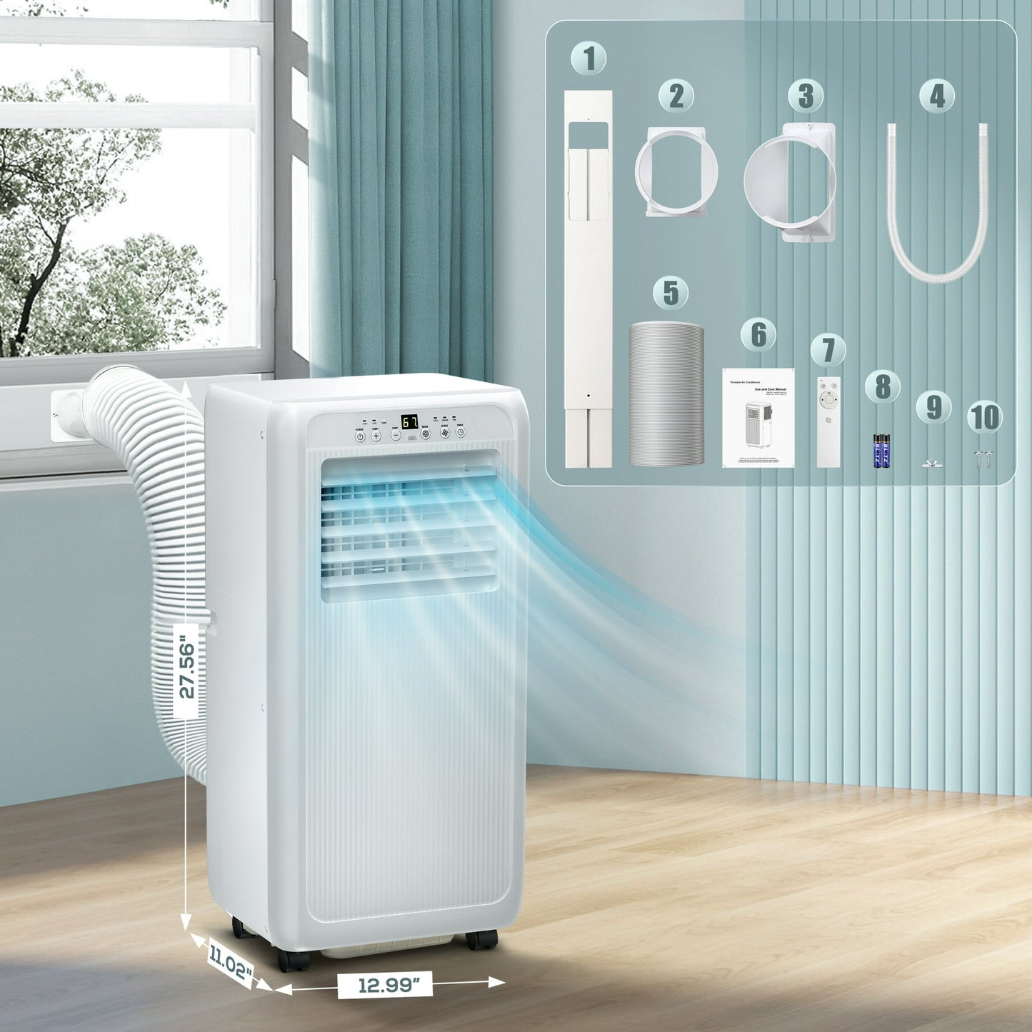 KISSAIR 5000BTU (8000 BTU ASHRAE) Portable Air Conditioner/Dehumidifier/Fan, 3 in 1 AC with 24H Timer for Home/Office