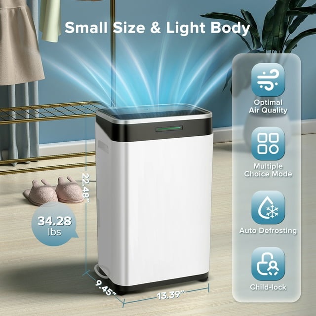 KISSAIR 15 Pint Dehumidifier, 1000 Sq.Ft Coverage Area, 3 Operation Modes, 24H Timer, Basement/Bathroom/Laundry Room