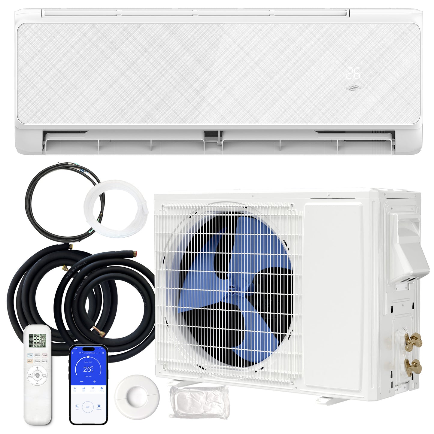KISSAIR 12000 BTU Mini Split Air Conditioner and heat, remove control ,Wifi, 22 SEER2 Energy Efficient 115V ,ductless air conditioner,for750 sq.ft
