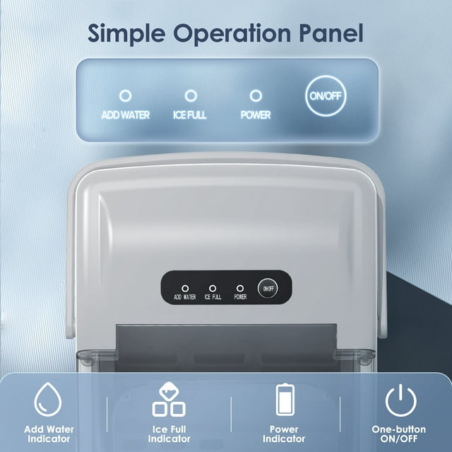 KISSAIR Portable Ice Maker Countertop, with Handle, 26Lbs/24H, 9Pcs/6Mins, One-Click Operation Ice Makers with Ice Scoop and Basket, Self-Cleaning, for Kitchen/Office/Bar/Party