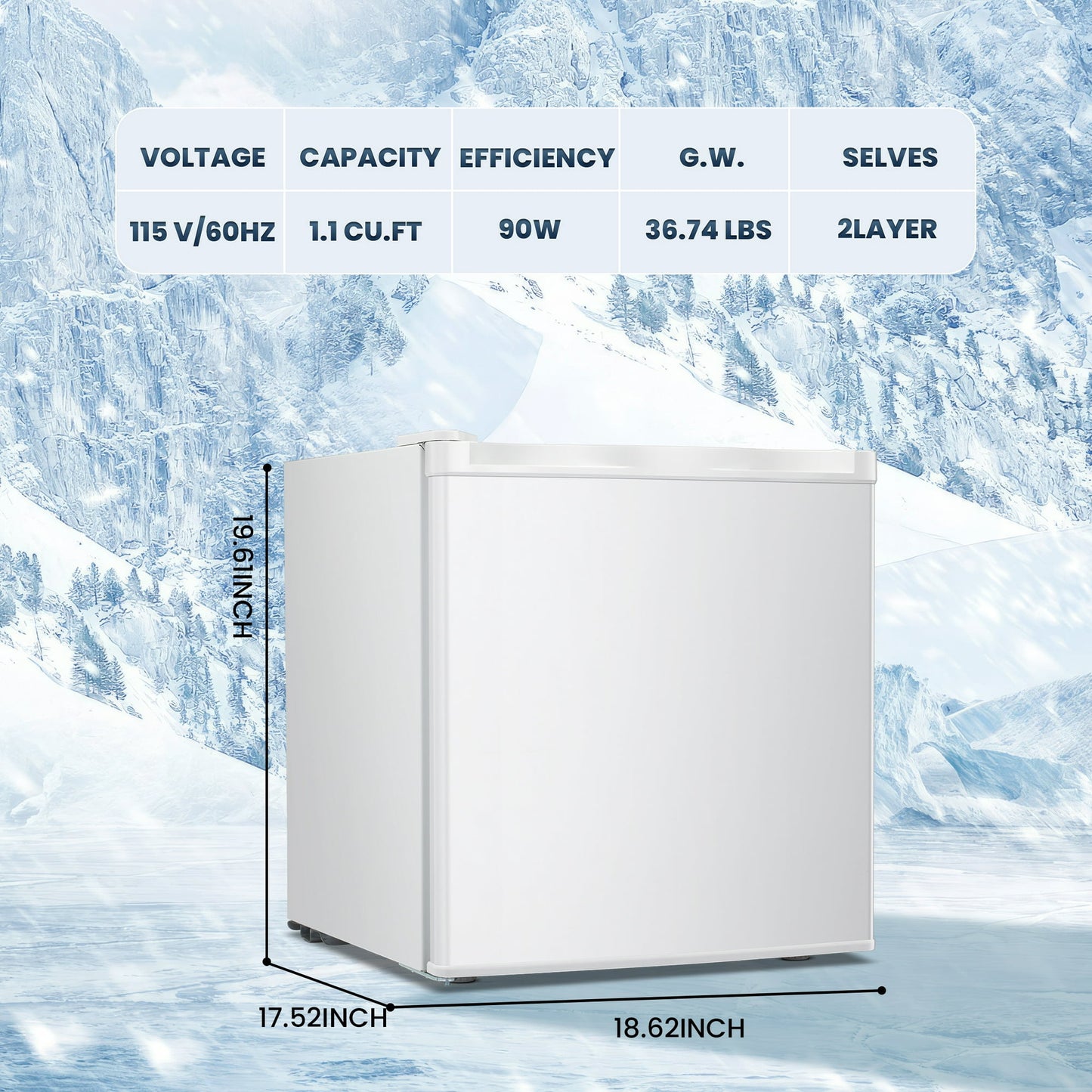 KISSAIR 1.1 Cu.ft Mini Fridge, Small Refrigerator with Removable Shelves, Adjustable Thermostat, Reversible Door Hinge, For Home/Office/Kitchen/RV (White)