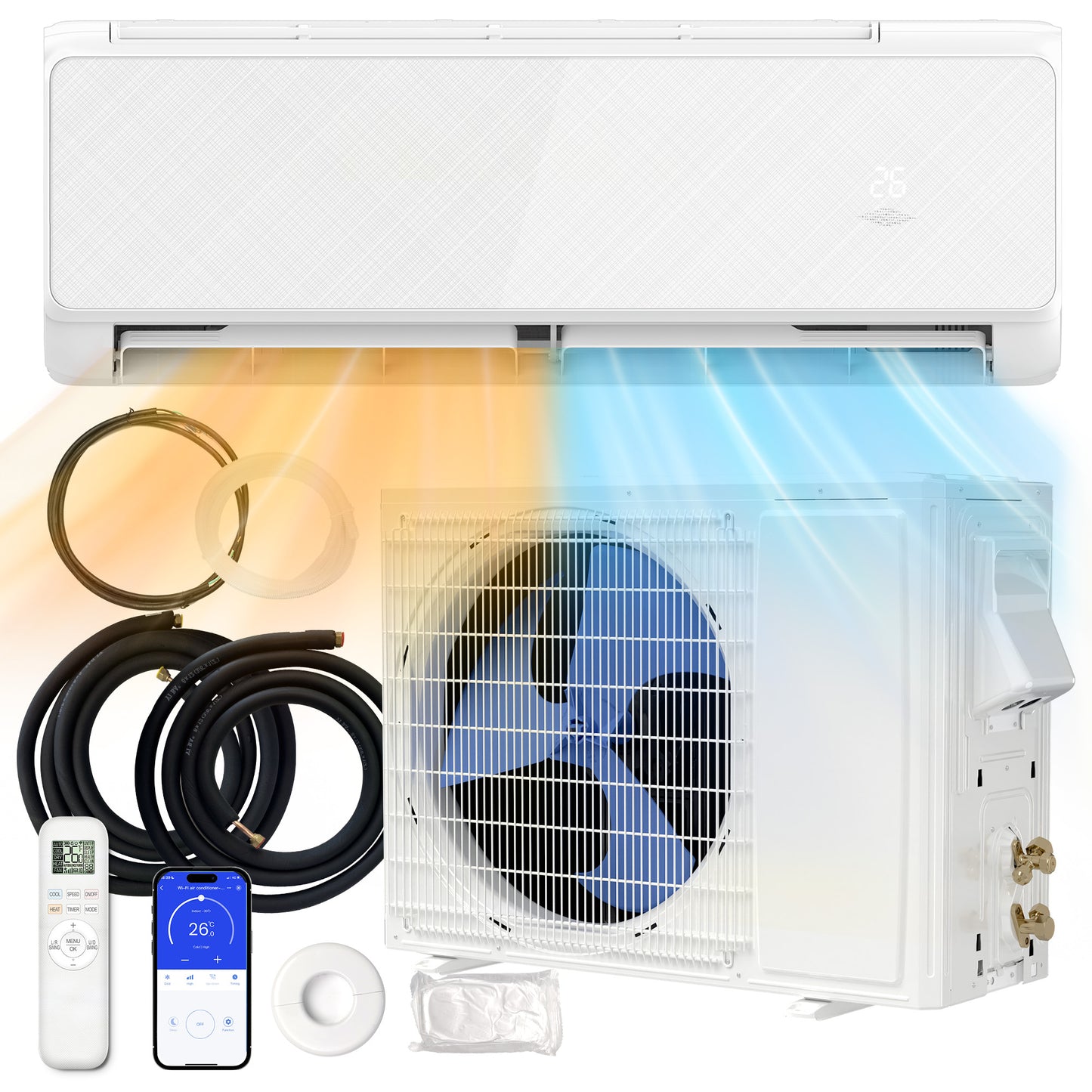 KISSAIR 12000 BTU Mini Split Air Conditioner and heat, remove control ,Wifi, 22 SEER2 Energy Efficient 115V ,ductless air conditioner,for750 sq.ft