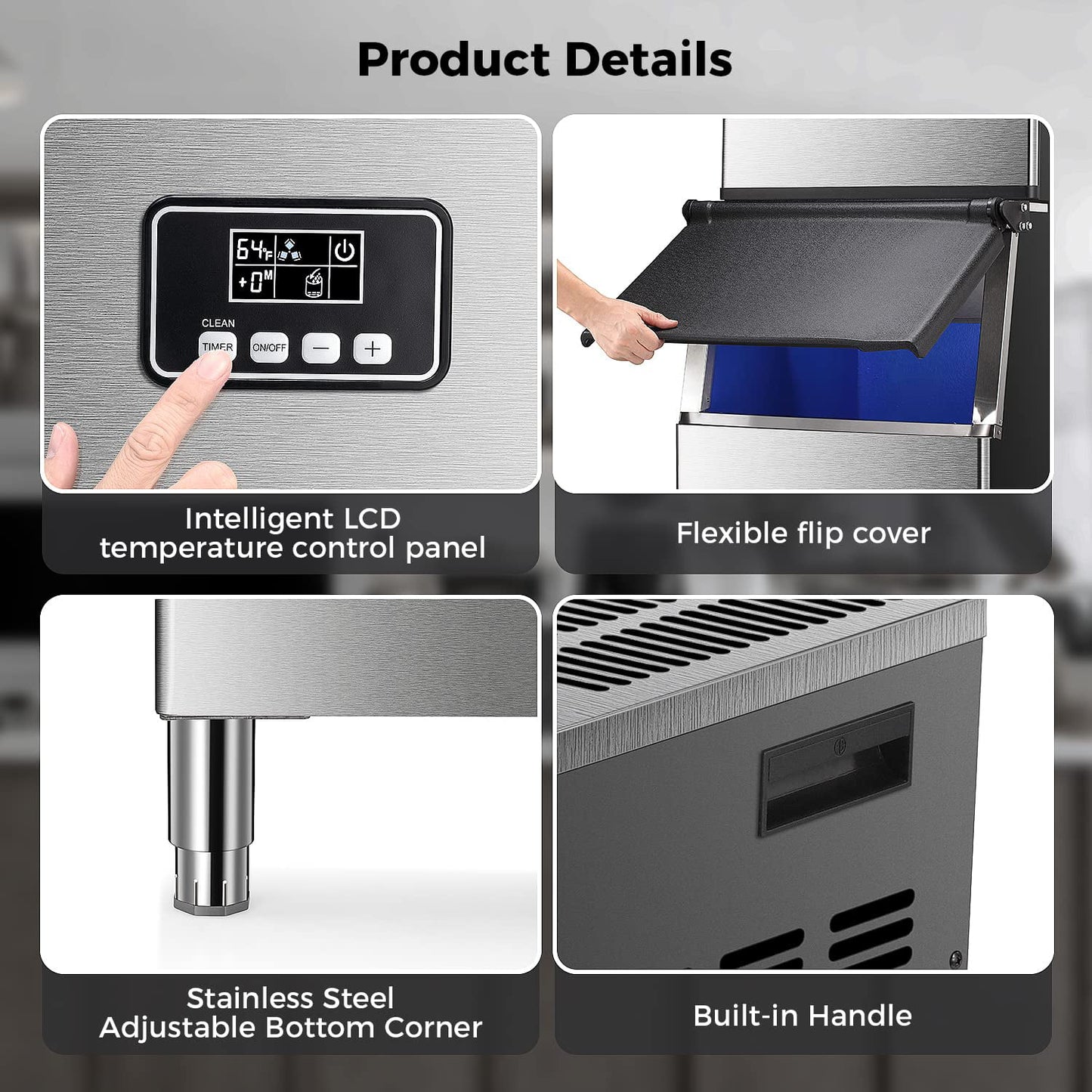 KISSAIR Commercial Ice Maker Machine, 360 LBS/24H with 200LBS Large Storage Ice Bin, 160PCS in 8-15 Mins, Split Ice Machine with Automatic Cleaning