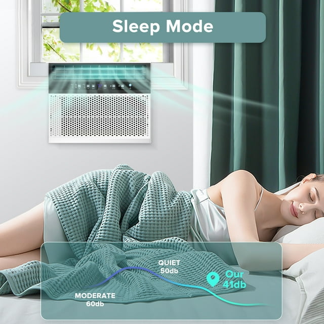 KISSAIR Window Air Conditioners 6,300 BTU (10,000 BTU ASHRAE), U-Shaped Air Conditioner Window Unit Cools up to 450 Sq. Ft, 6-In-1 Window AC Units for Home/Office/Apt-White