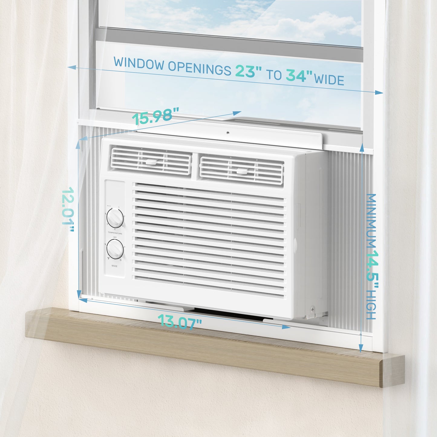 KISSAIR 5000 BTU Mechanical Window air conditioner, Cools Up to 150 sq.ft for Small Rooms, 42dB White