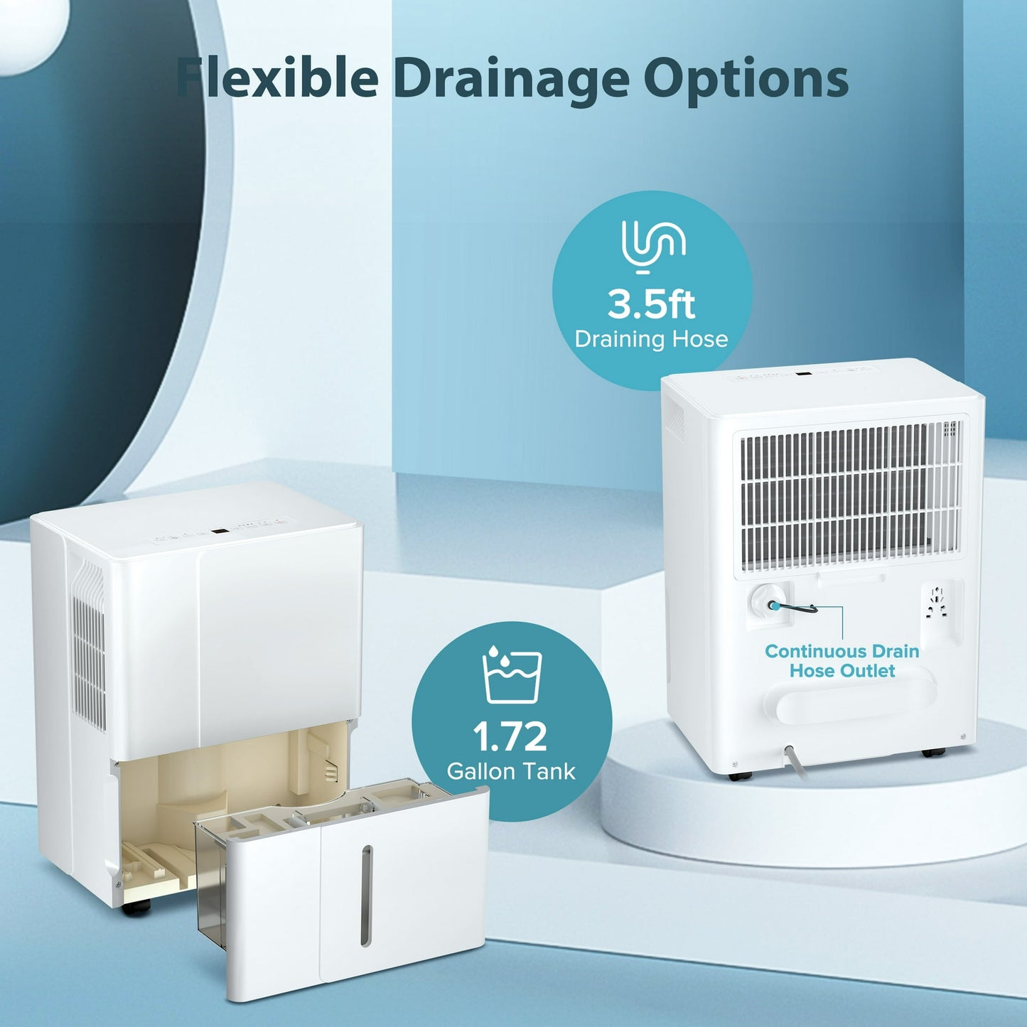 KISSAIR 22-Pint Dehumidifier, 3000 Sq. Ft Coverage Area Home Dehumidifier with Timer Continuous & Dry Mode, 4.8L Water Tank, Dehumidifier for Basement/Bathroom