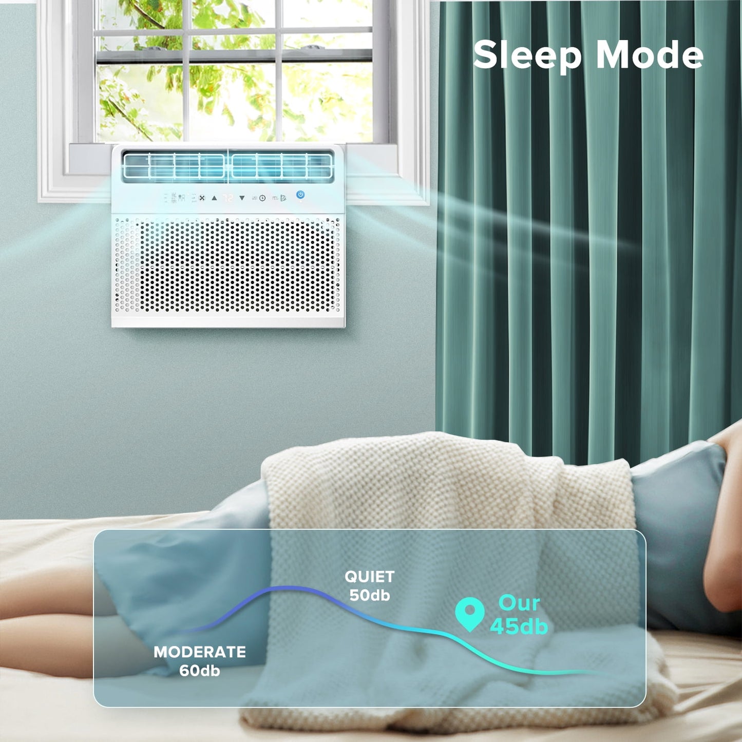 KISSAIR8100 BTU (10000 BTU ASHRAE) 115 Volt U-Shape Window Air Conditioner with Remote Control, 6 Modes and 3 Fan Modes, 24 Hour Timer, 350 Sq.Ft