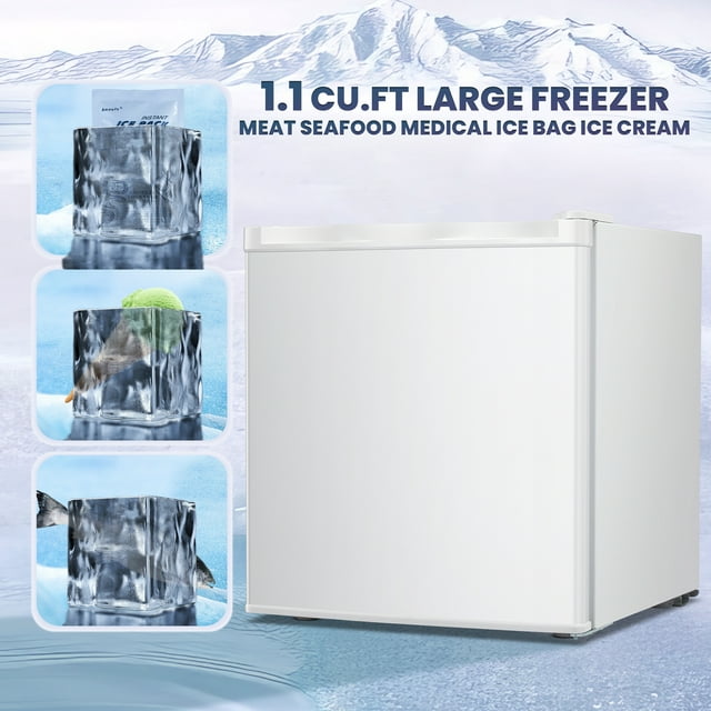 KISSAIR 1.1 Cu.ft Mini Fridge, Small Refrigerator with Removable Shelves, Adjustable Thermostat, Reversible Door Hinge, For Home/Office/Kitchen/RV (White)