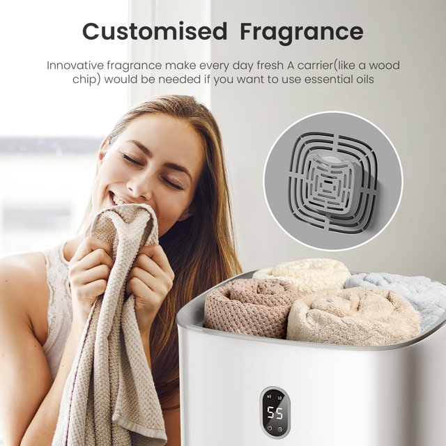 KISSAIR Towel Warmer, 25L Electric Hot Towel Warmer Bucket with 2 Heating Modes, Adjustable Timer, LED Display, Fragrance Holder