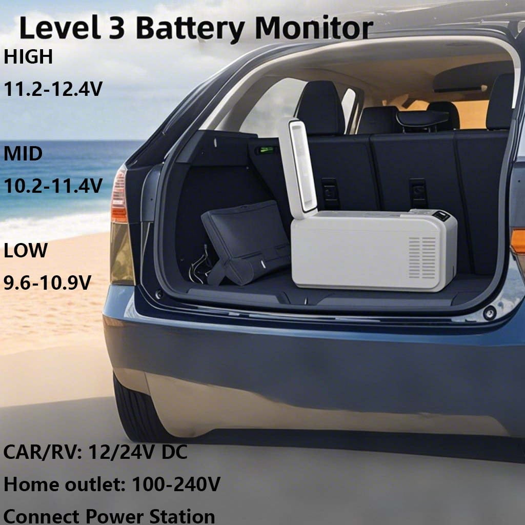 LHRIVER 16QT(15L) Dual-Power Car Refrigerator -4°F~68°F, 12V/24V DC & 100-240V AC Portable Freezer/Cooler w/Smart LCD & Battery Protect – Compact Fridge for RV, Camping, Travel