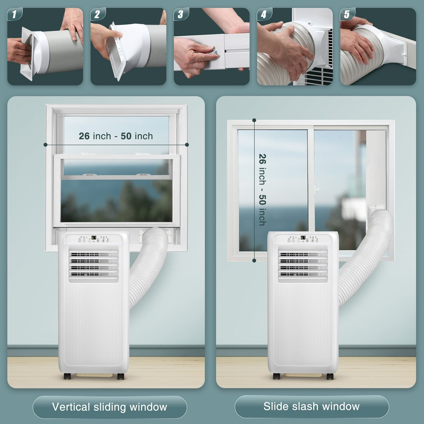 KISSAIR 5000BTU (8000 BTU ASHRAE) Portable Air Conditioner/Dehumidifier/Fan, 3 in 1 AC with 24H Timer for Home/Office