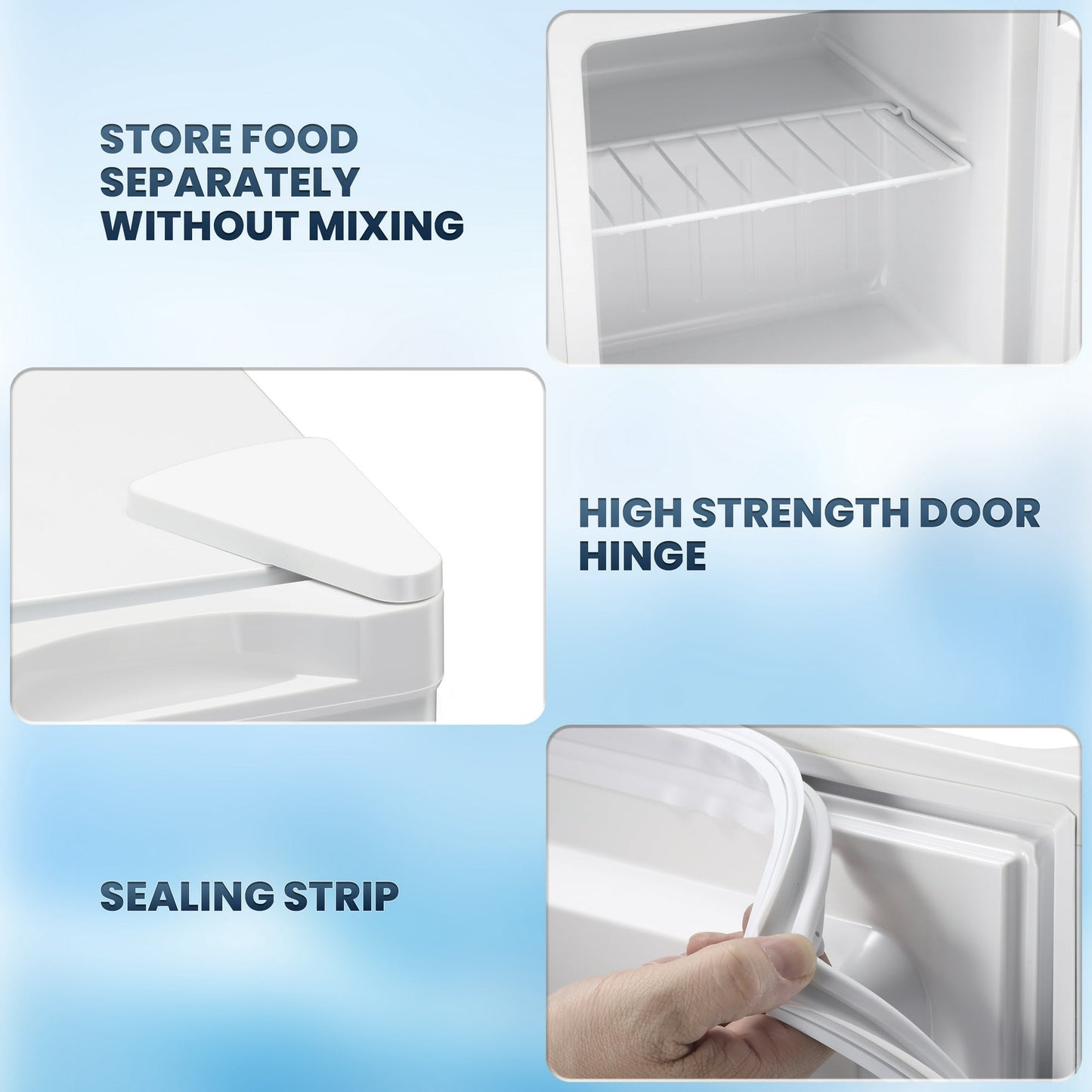 KISSAIR 1.1 Cu.ft Mini Fridge, Small Refrigerator with Removable Shelves, Adjustable Thermostat, Reversible Door Hinge, For Home/Office/Kitchen/RV (White)