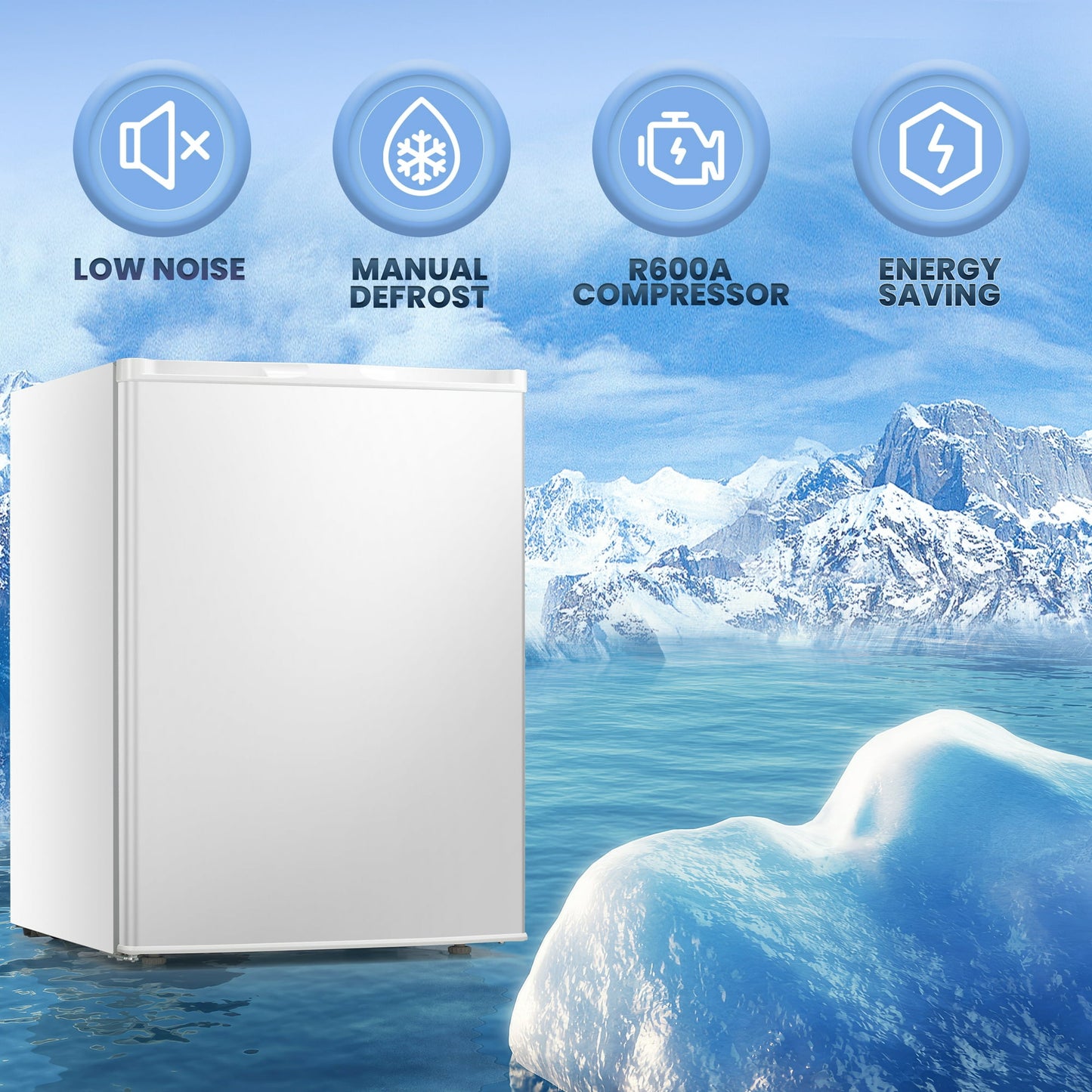 KISSAIR Mini Freezer Countertop, Energy Saving 2.1 Cu.Ft Compact Upright Freezer, with Reversible Door Small Freezer (White)