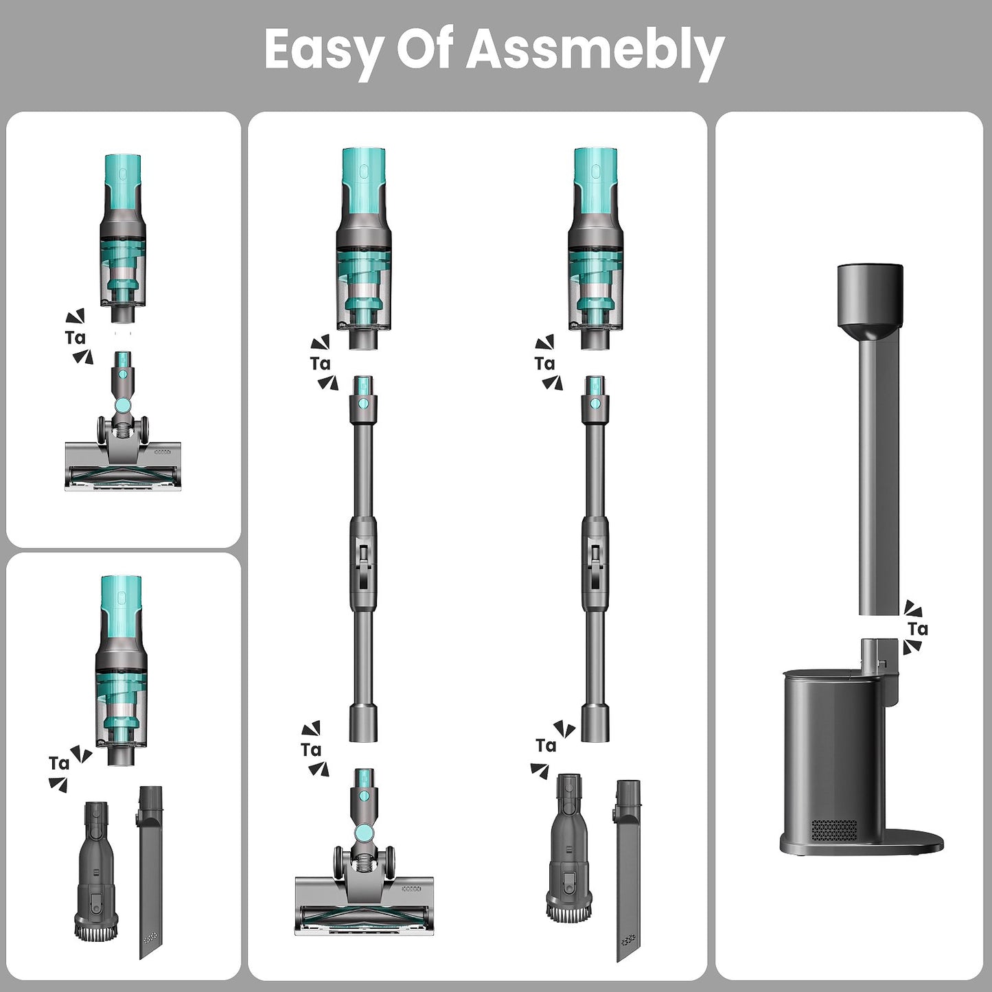 KISSAIR Cordless Vacuum Cleaner with Auto-Empty System, PowerDetect Clean & Empty, DuoClean Detect Nozzle & MultiFlex, Powerful Suction, HEPA Filter, Pet Hair Pickup, Carpets, Hardwood, Tiffany Green