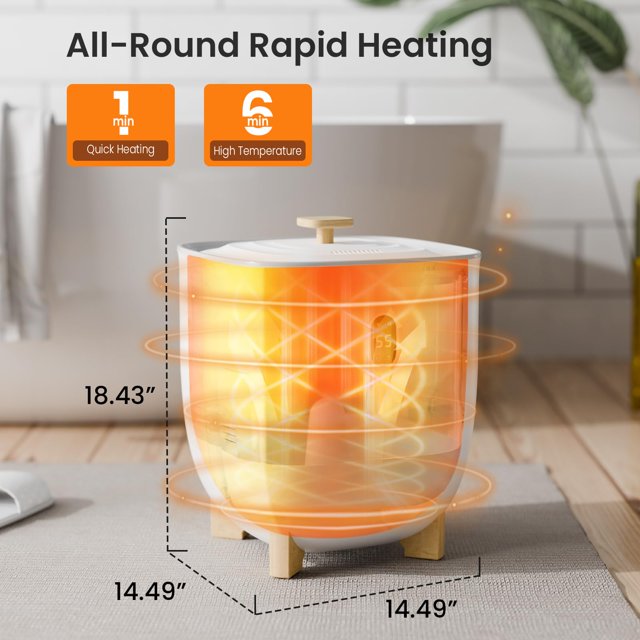 KISSAIR Towel Warmer, 25L Electric Hot Towel Warmer Bucket with 2 Heating Modes, Adjustable Timer, LED Display, Fragrance Holder
