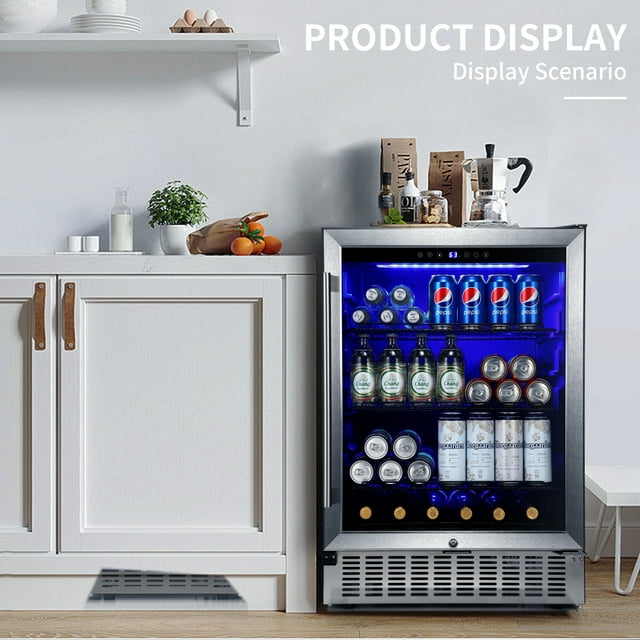 KISSAIR 5.1 Cu.Ft Beverage Refrigerator Cooler, Wine, Cool LED for Bar/Office/Home/Restaurant