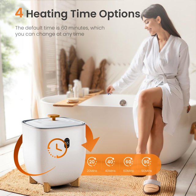 KISSAIR Towel Warmer, 25L Electric Hot Towel Warmer Bucket with 2 Heating Modes, Adjustable Timer, LED Display, Fragrance Holder