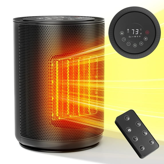KISSAIR 1500 W Space Heater, PTC Ceramic Heater with Remove Control & LED Screen, 24H Timer, 4 Modes and Tip-Over Protection,heaters for inside BLACK