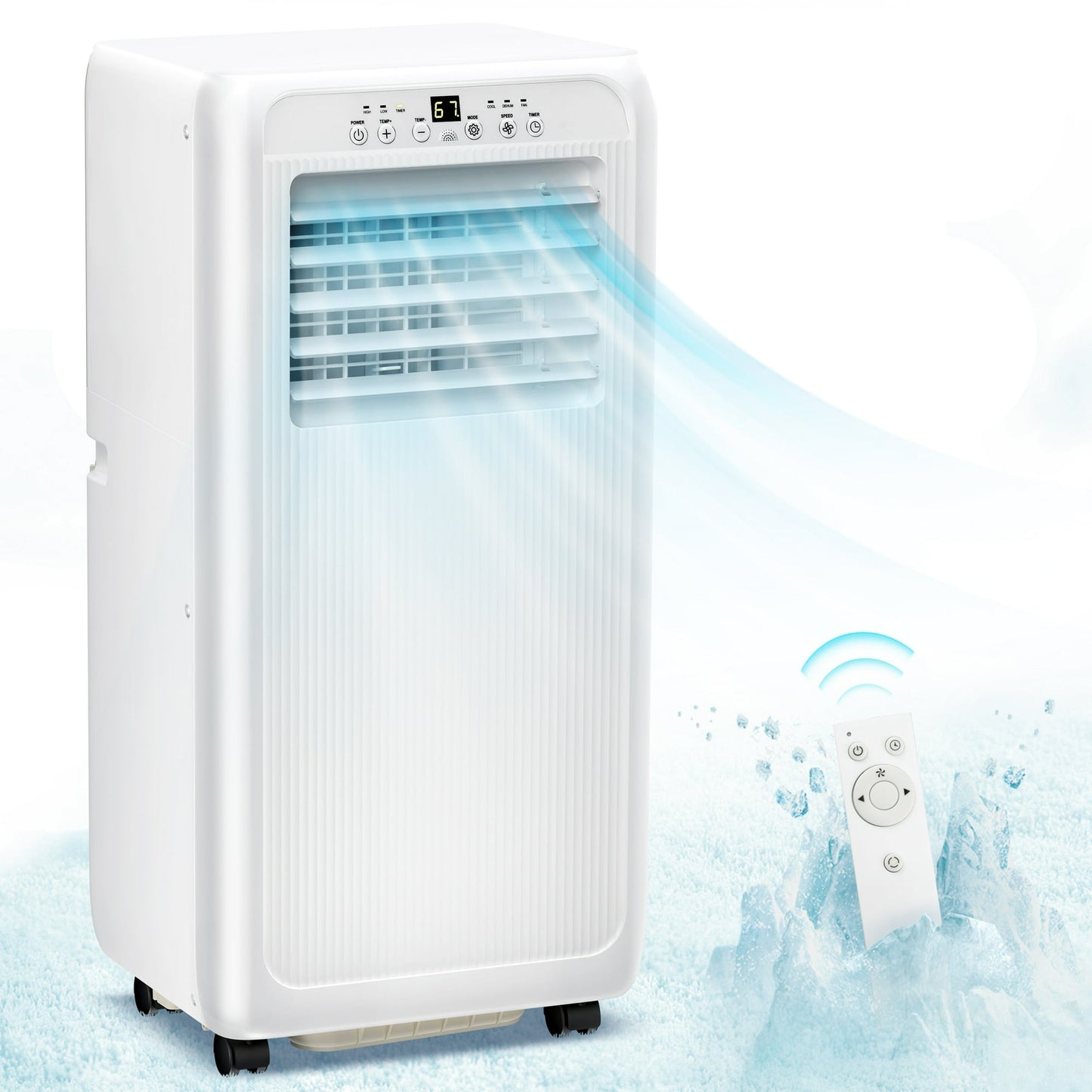 KISSAIR 6,000BTU (10,000 BTU ASHARE) Portable Air Conditioners, AC Unit with Built-in Cool, Dehumidifier & Fan 3-in-1, 24H Timer, Cools up to 450 Sq.ft, Remote Control-White