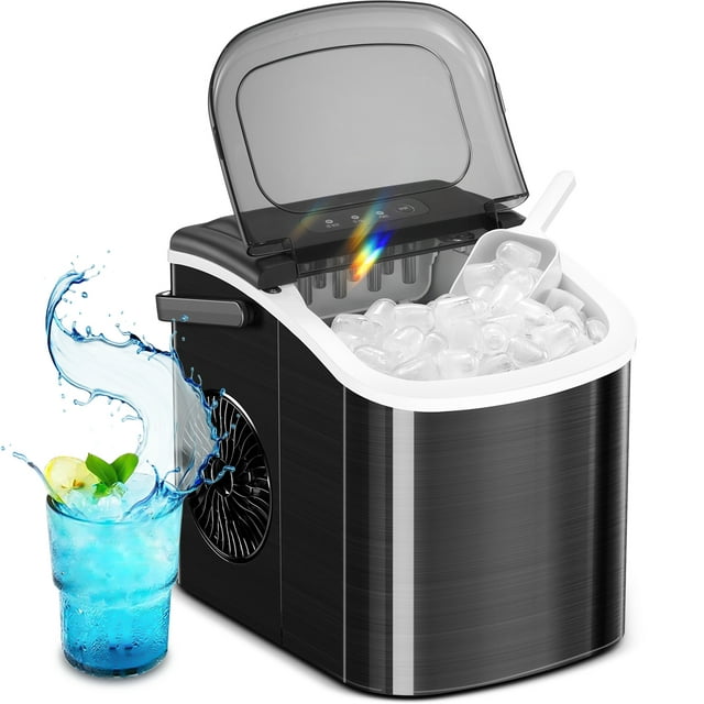 Countertop cheapest Ice Maker 26Lbs/24H Stainless Steel with ice Scoop and Basket Portabl