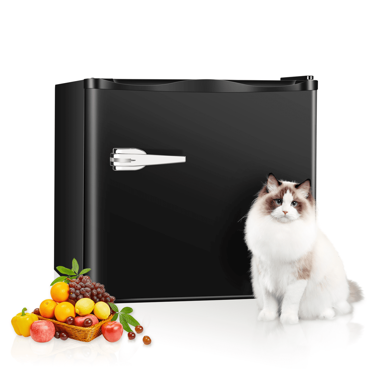 KISSAIR Upright Compact Freezer 1.2 Cu.ft, Freestanding Mini Freezer with Removable Shelf, Single Door, Adjustable Temperature Control-Black