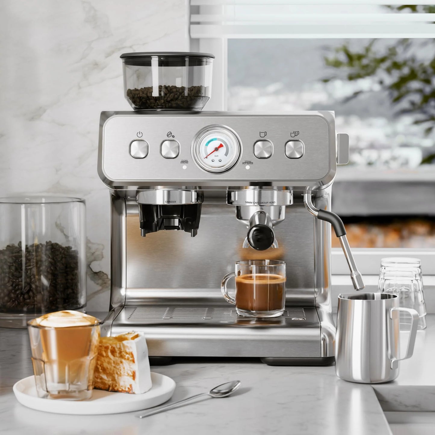 KISSAIR Semi-Automatic Espresso Machine with Grinder