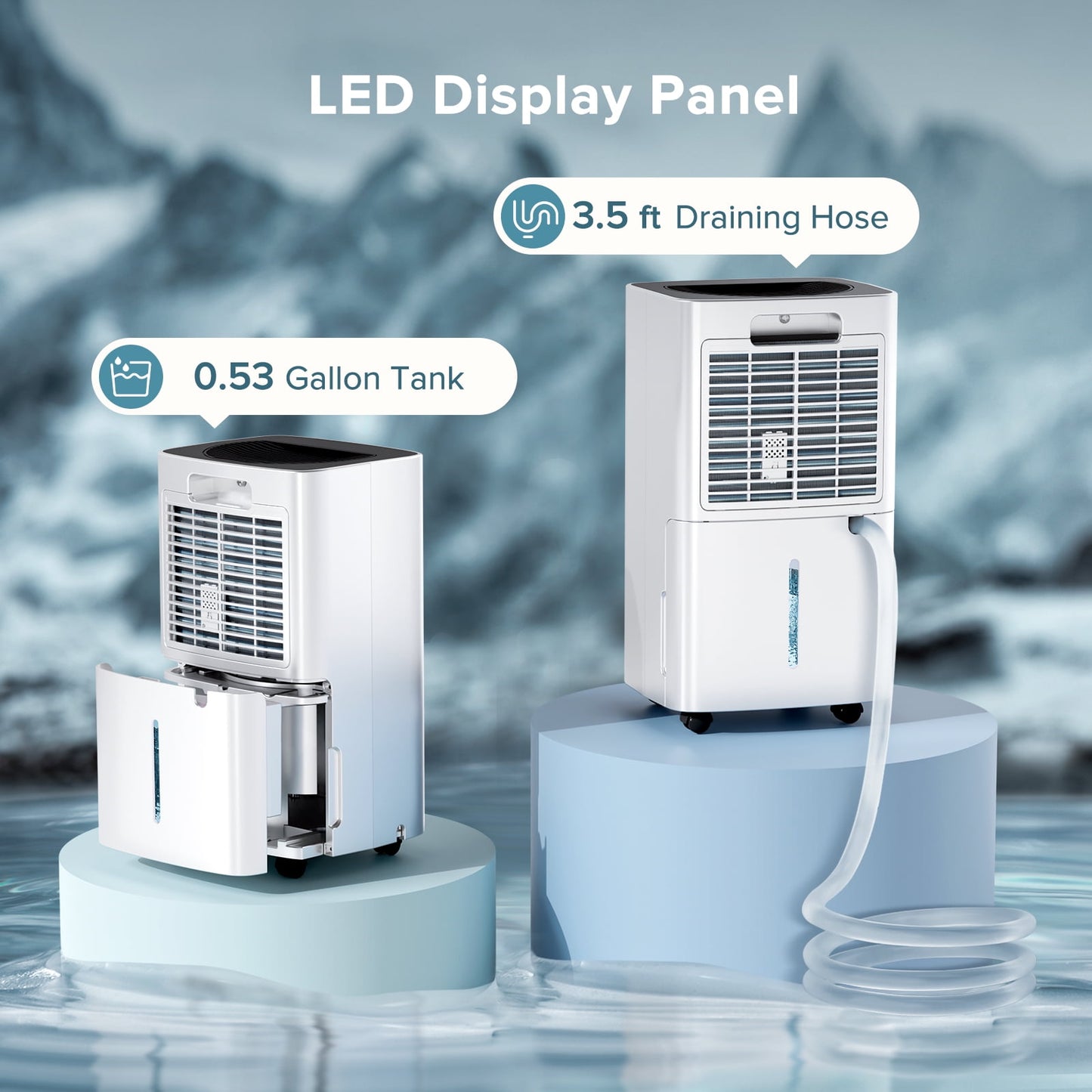 KISSAIR 9 Pints Dehumidifier, 1000 Sq. Ft Coverage Area with 24H Timer, Timer Continuous & Dry Mode, Portable Dehumidifier for Basement/Bathroom/Laundry Room