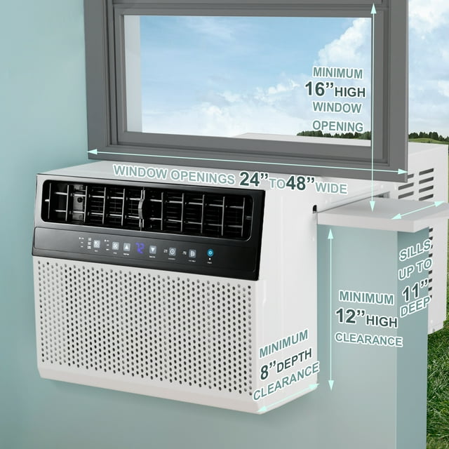 KISSAIR Window Air Conditioners 6,300 BTU (10,000 BTU ASHRAE), U-Shaped Air Conditioner Window Unit Cools up to 450 Sq. Ft, 6-In-1 Window AC Units for Home/Office/Apt-White