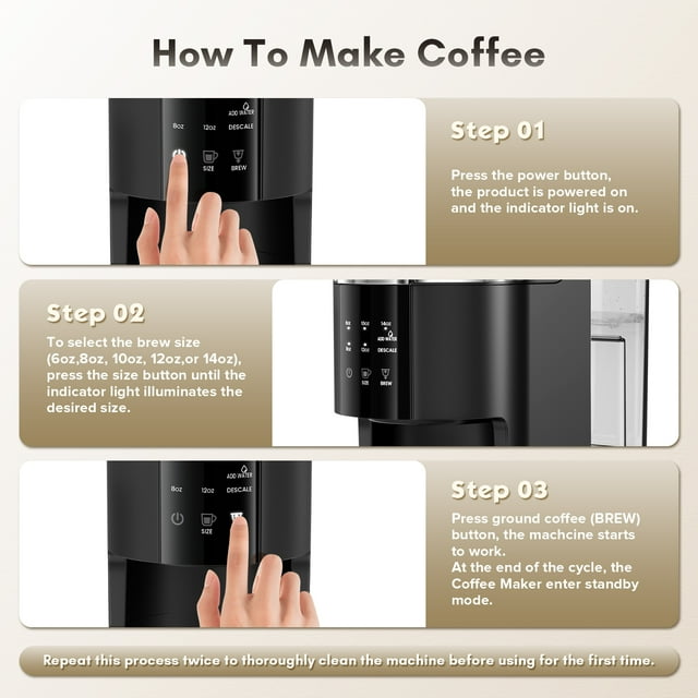 KISSAIR 2-in-1 Single Serve Coffee Maker for K-Cup Capsules and Ground Coffee, Black