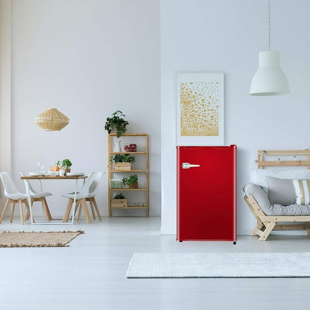 KISSAIR Upright Compact Freezer 2.3 Cu.ft, Freestanding Mini Freezer with Removable Shelf, Single Door, Adjustable Temperature Control, for Home, Office, Apartment (Red)
