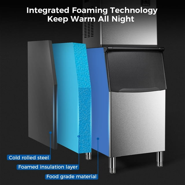 KISSAIR Commercial Ice Maker Machine, 360 LBS/24H with 200LBS Large Storage Ice Bin, 160PCS in 8-15 Mins, Split Ice Machine with Automatic Cleaning