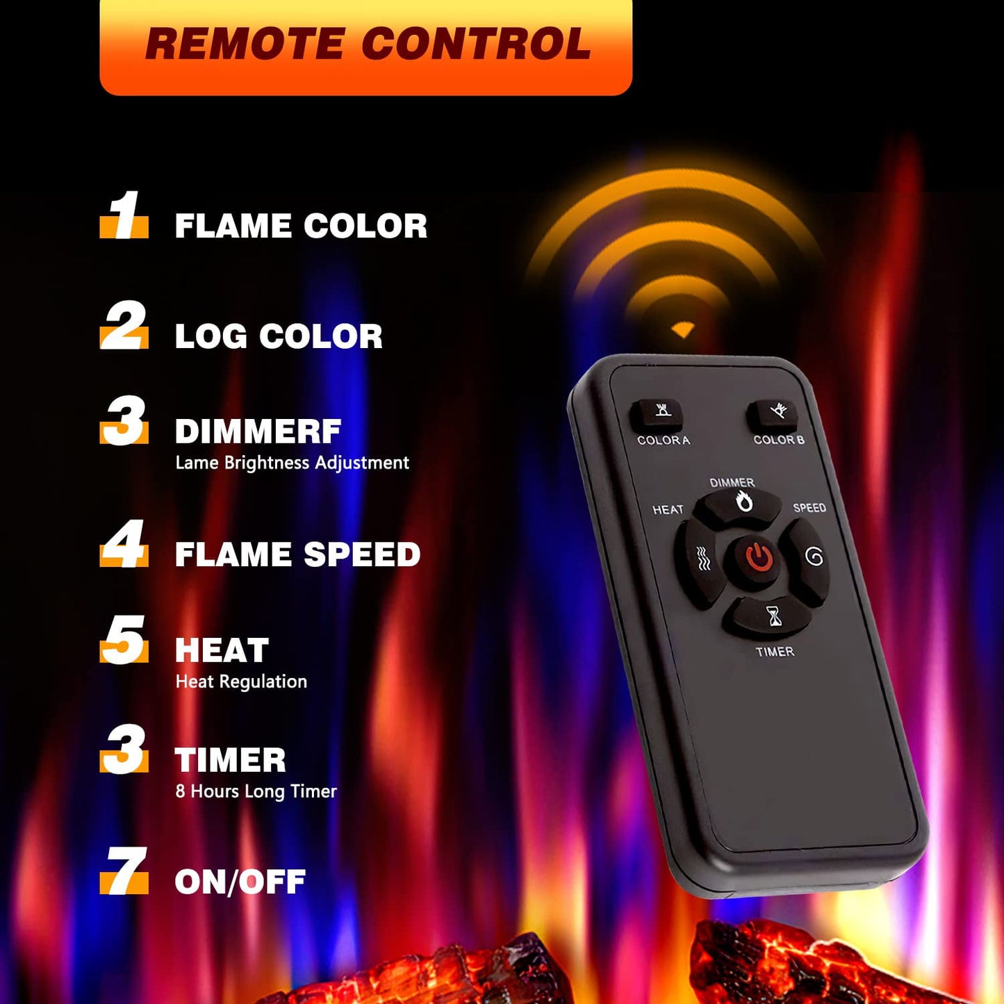 KISSAIR 39” Electric Fireplace Insert 750W 1500W Touch Screen with Remote Control