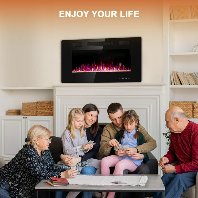 KISSAIR 30“ Indoor Electric Fireplace Ultra Thin Fireplace, Wall Mounted Recessed Fireplace with Multiple Colors