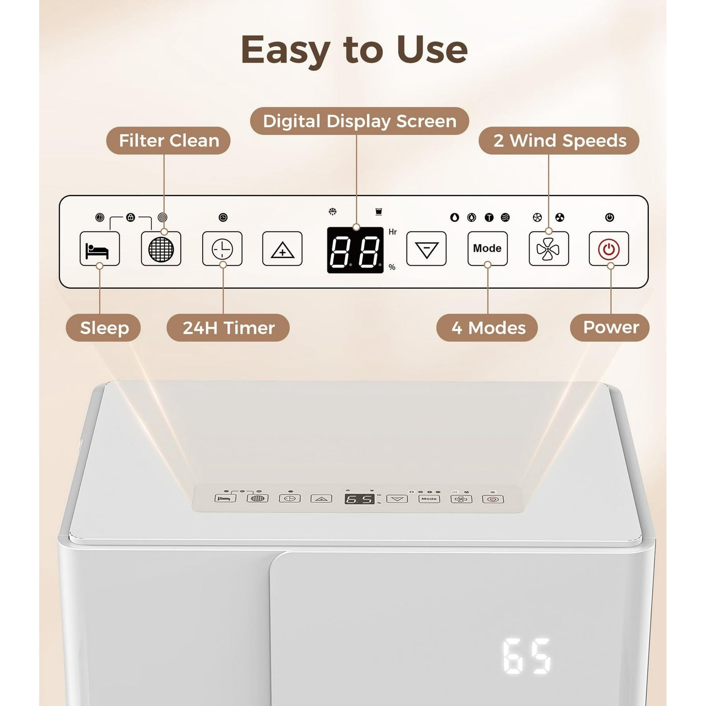 KISSAIR 22 Pint Home Dehumidifier with Drain Hose, 2100 sq ft Coverage Area with Auto Defrost, Energy Star, 24h Timer, Basement/Laundry Room/Bedroom