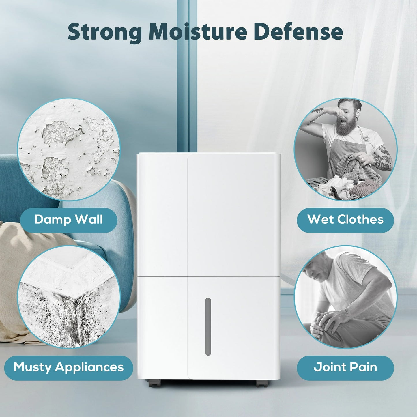 KISSAIR 9 Pints Dehumidifier, 1000 Sq. Ft Coverage Area with Timer Continuous & Dry Mode, 24H Timer, 2L Water Tank, Portable Dehumidifier for Basement/Bathroom/Laundry Room