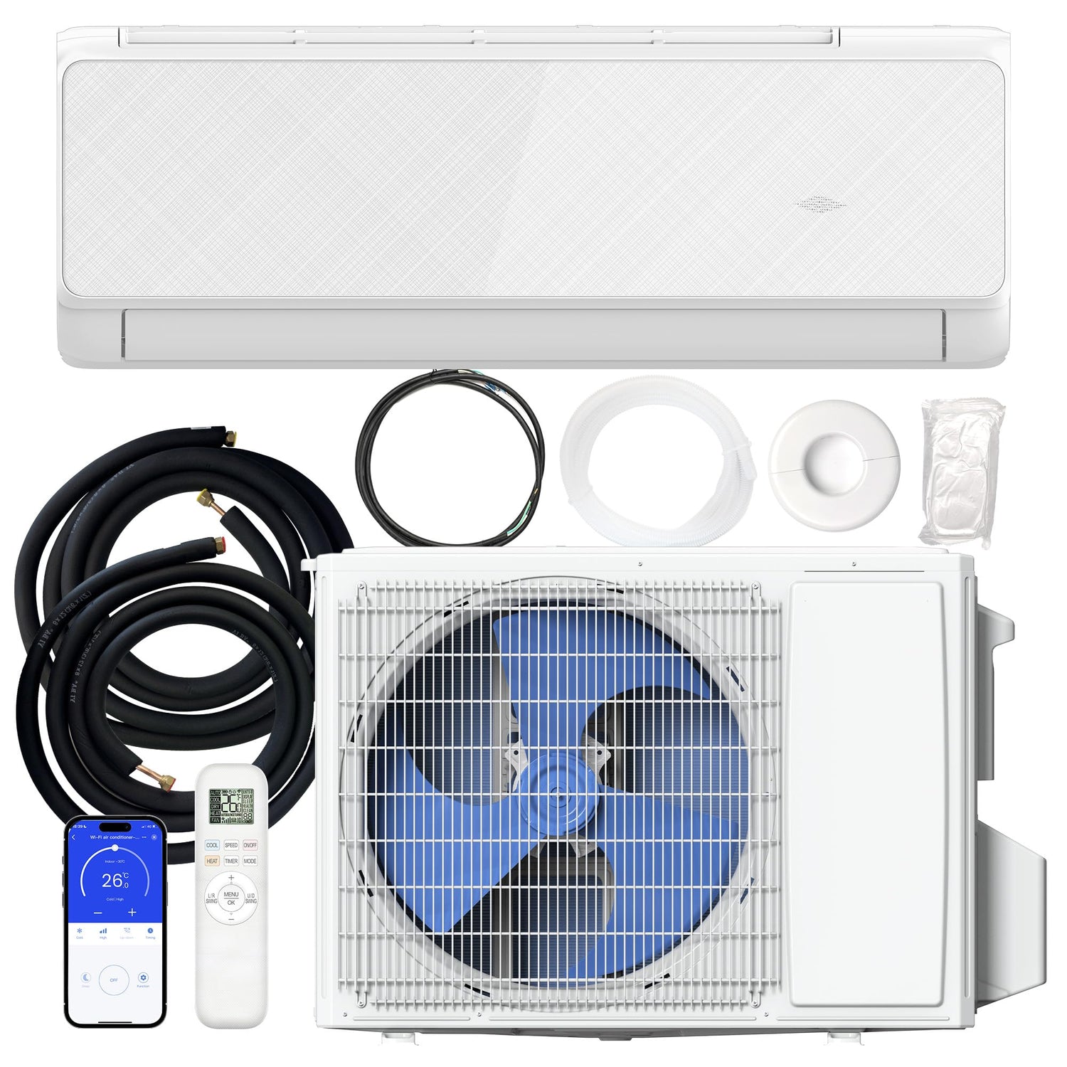 12000 BTU Mini Split Air Conditioner Heat Pump 22 SEER2 Wifi Enabled, Cools & Heats up to 750 Sq.Ft A7201SPW