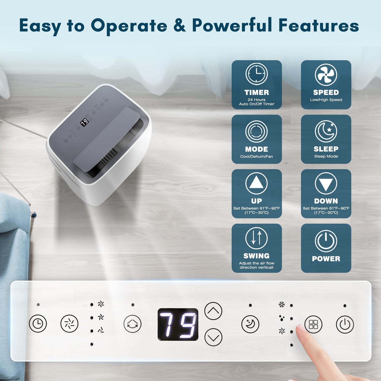 12000/13000 BTU Portable Air Conditioner 3-in-1 with Cool & Dehumidifier & Fan and Remote Control A4215