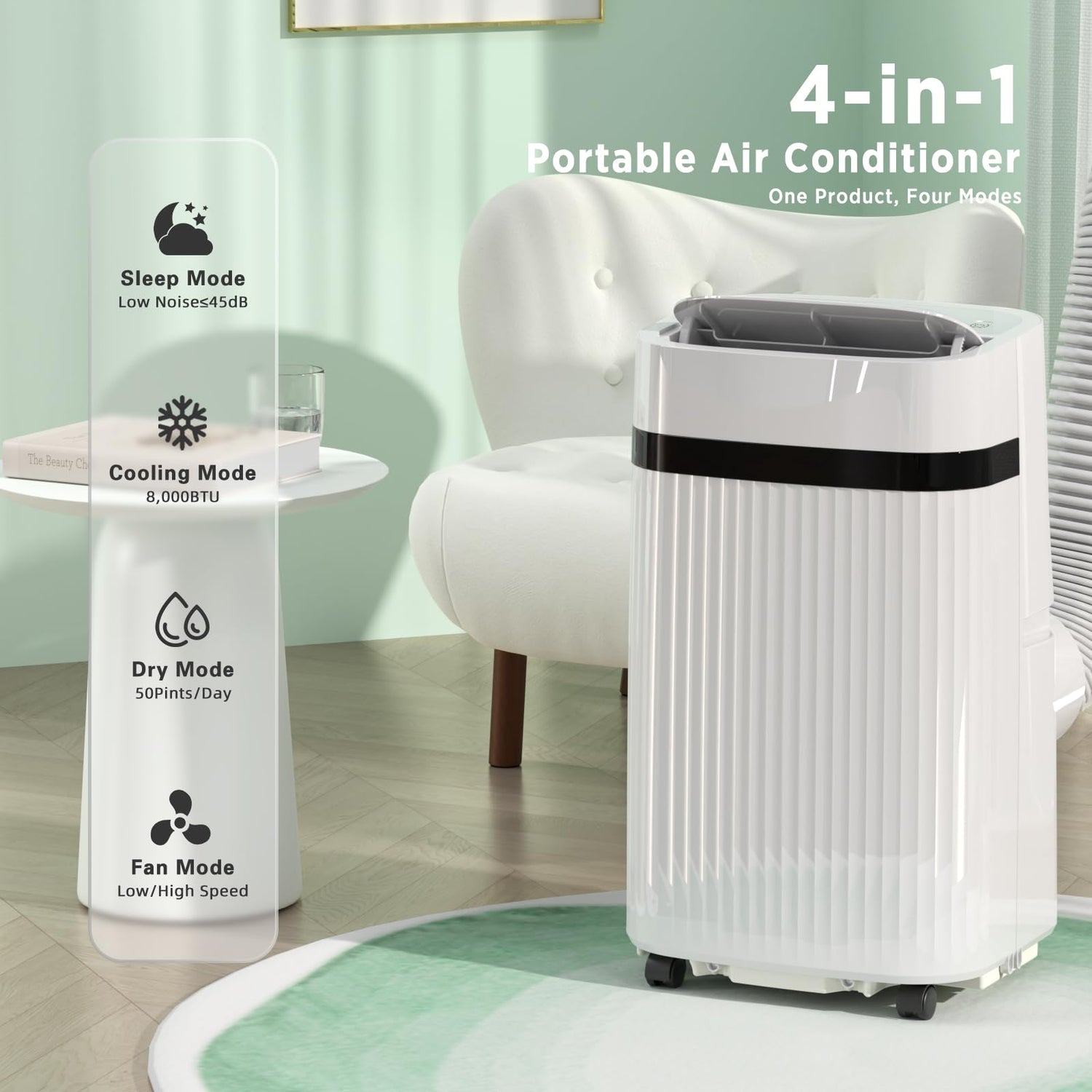 12000 BTU Portable Air Conditioners 4-in-1 Cool Rooms up to 550 Sq.ft 46dB Quiet A5414