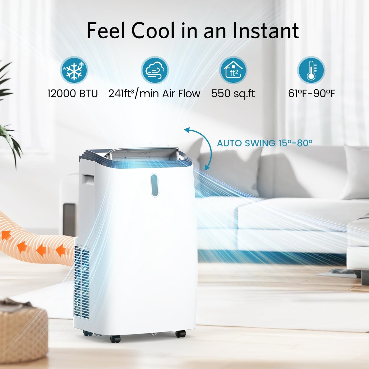 12000/14000 BTU Portable Air Conditioners 4-in-1 with Sleep Mode and 24H Timer A4212