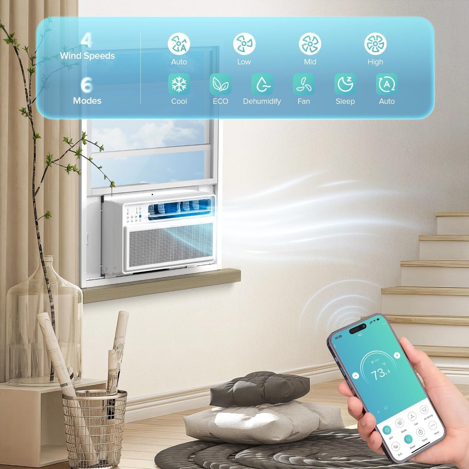 12000BTU Smart Inverter Window Air Conditioner with APP Alexa Remote Control