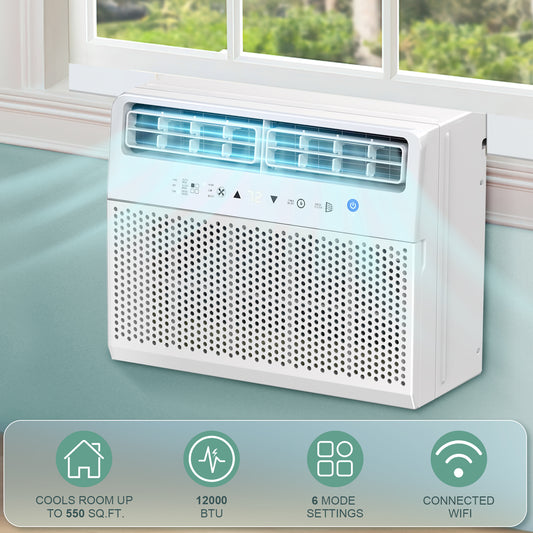 KISSAIR 10,000 BTU U Shaped Window Air Conditioner with Remove Control , for Room AC Unit 6 Modes &3 Fan Modes , Cools up to 450 Sq. Ft