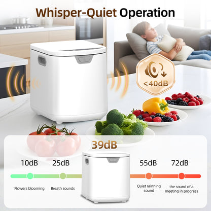 Kissair Smart Electric Composter for Kitchen, 4L Large Capacity Odorless Quiet Indoor Compost Bin 3-5 Hours Food Waste Composting for Gardening