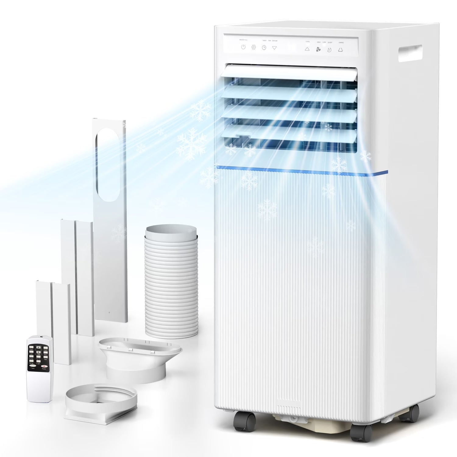 KISSAIR Portable Air Conditioner, 8,000 BTU Ashrae, 4-in-1 Quiet AC with Dehumidifier, Fan, Sleep Mode & Washable Filter for Rooms up to 350 Sq. Ft