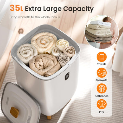 KISSAIR Towel Warmer, 40L Electric Hot Towel Warmer Bucket with 2 Heating Modes, Adjustable Timer, LED Display, Fragrance Holder