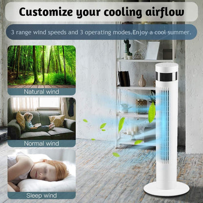 KISSAIR Tower Fan Portable Floor Fans 85°Oscillating Fan 12H Timer Remote Control Standing Bladeless Electric 3 Speeds Wind 3 Modes Bedroom Office(35 inch, White)