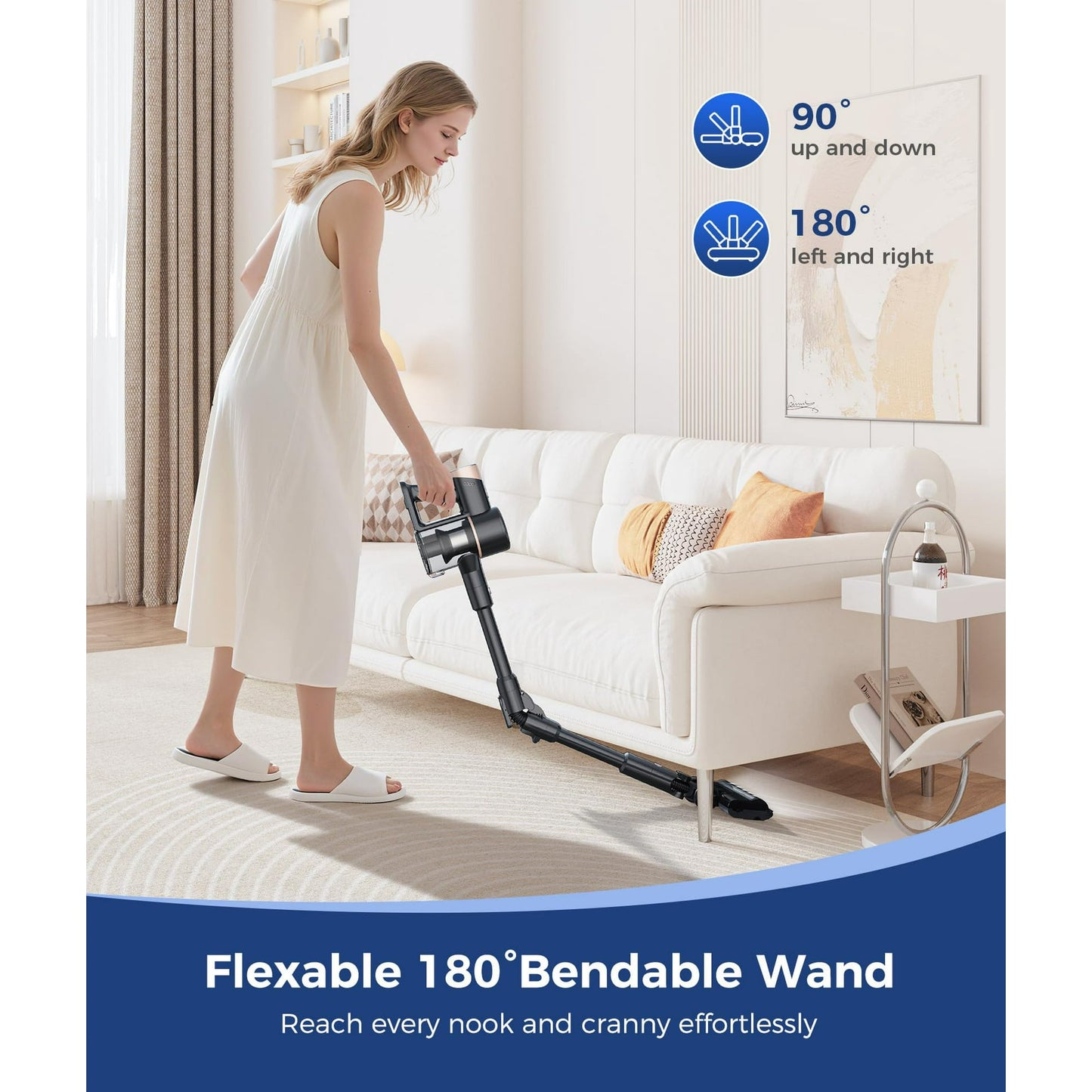 KISSAIR Cordless Vacuum Cleaners rechargeable 50min 2200mah Lightweight Led Display Screen Stick Vacuum Cleaners for Home Carpet Hardwood Floor Pet Hair, Grey