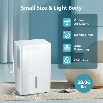 KISSAIR 9 Pints Dehumidifier, 1000 Sq. Ft Coverage Area with Timer Continuous & Dry Mode, 24H Timer, 2L Water Tank, Portable Dehumidifier for Basement/Bathroom/Laundry Room