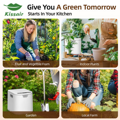 Kissair Smart Electric Composter for Kitchen, 3.3L Large Capacity Odorless Quiet Indoor Compost Bin 3-5 Hours Food Waste Composting for Gardening