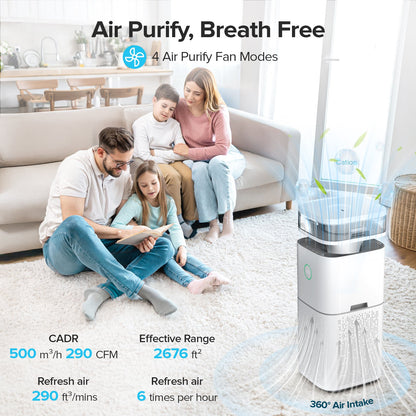 KISSAIR 2-in-1 Air Purifier and Humidifier, Covering 2676Sq.ft, H13 High-efficiency Filter, Up to 99.97% Air Filter, Home/Office/Renovated Space