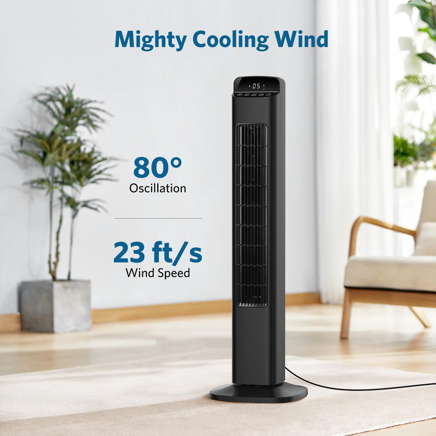 36 Inch Tower Fan 80°Oscillation Fan with 5 Speeds 3 Modes and 12H Timer 6319